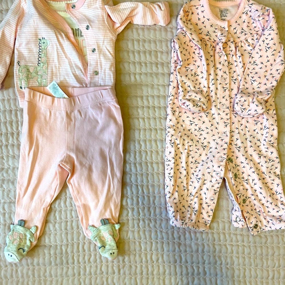 2 adorable pink baby girl outfits